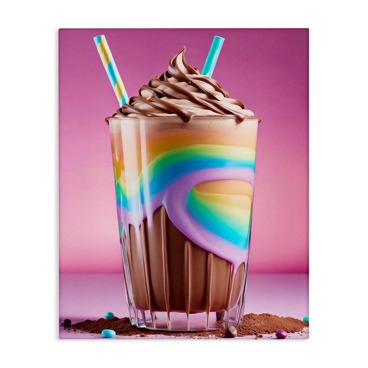 Stupell Industries Rainbow Hued Milkshake Canvas Design by Tabz Jones